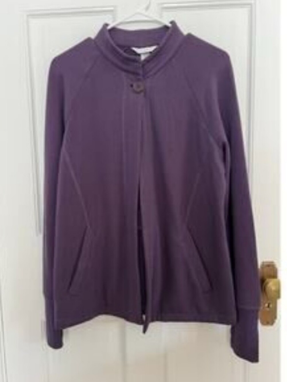 Christopher & Banks Jacket Womens Medium Purple Fleece Mock Neck Button